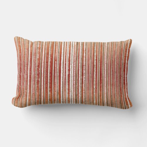 Red Beige and White Striped Pattern Lumbar Pillow