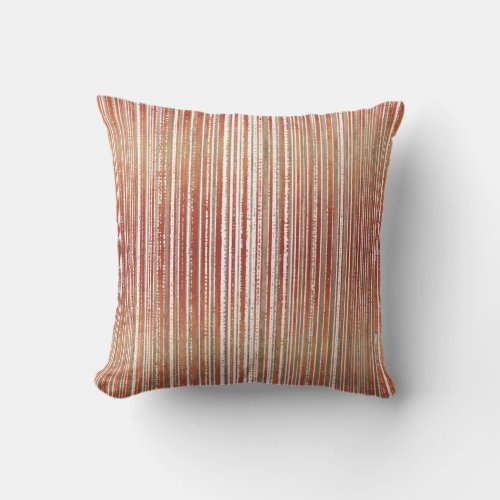 Red Beige and White Striped Pattern Outdoor Pillow