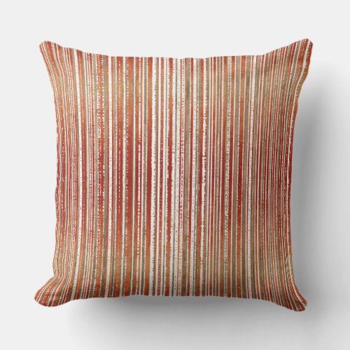 Red Beige and White Striped Pattern Throw Pillow