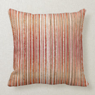 Red, Beige, and White Striped Pattern Throw Pillow