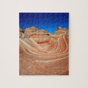 Red, Beige and yellow striping in wind and Jigsaw Puzzle