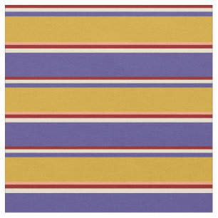 Red, Beige, Blue, Goldenrod & Light Salmon Fabric