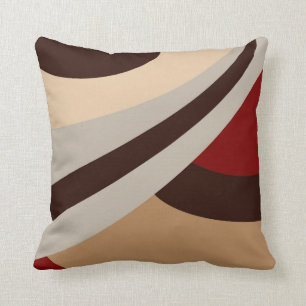Red, Beige, Brown Modern Design Throw Pillow