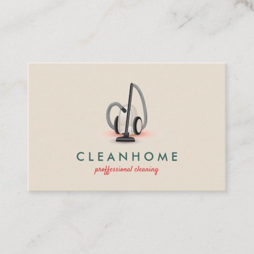 Red beige Cleaning House Keeping Janitorial Business Card