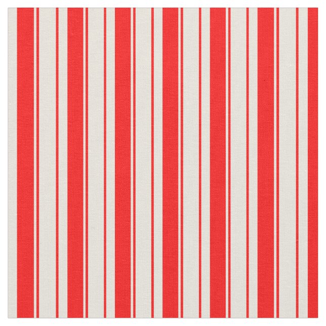 Red & Beige Colored Pattern of Stripes Fabric (Close Up)