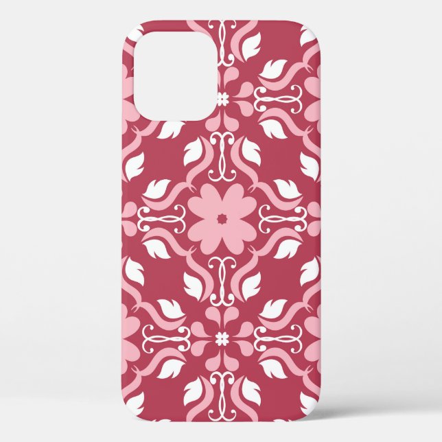 Red, beige floral, seamless wallpaper pattern. Case-Mate iPhone case (Back)