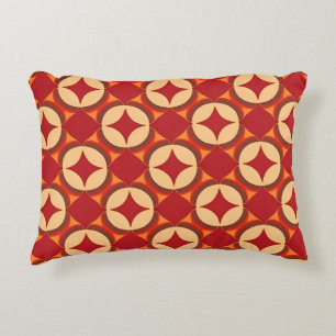 Red Beige Geometric Pattern For Modern Decor ✨ Accent Pillow
