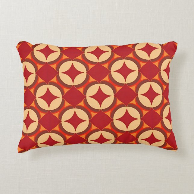 Red Beige Geometric Pattern For Modern Decor ✨ Accent Pillow (Front)
