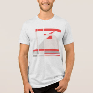 Red Beige Gray Geometric Abstract Art MCM Look Tri-Blend Shirt