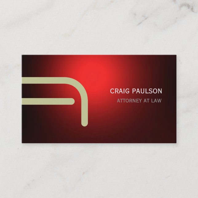 Red Beige Gray Monogram Attorney Business Card (Front)