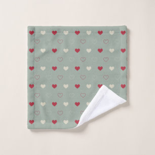 Red & Beige Heart Pattern Wallpaper Bath Towel Set