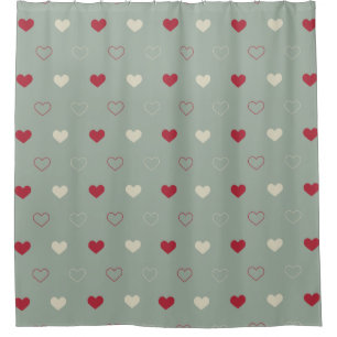 Red & Beige Heart Pattern Wallpaper Shower Curtain