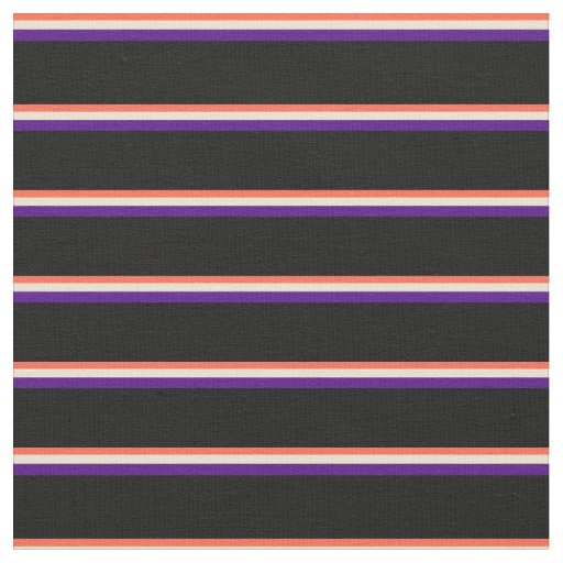 Red, Beige, Indigo, and Black Lines Pattern Fabric