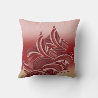 Red Beige Leaf Throw Pillow