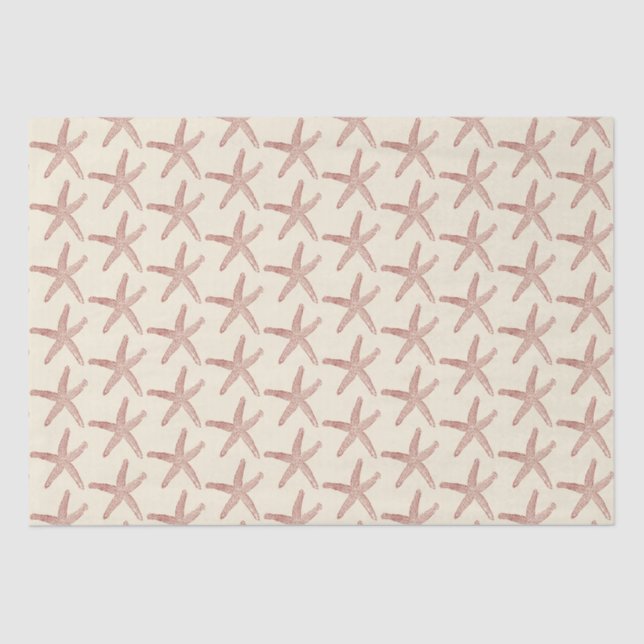Red Beige Marine Life Starfish Pattern Tissue Paper (Front)