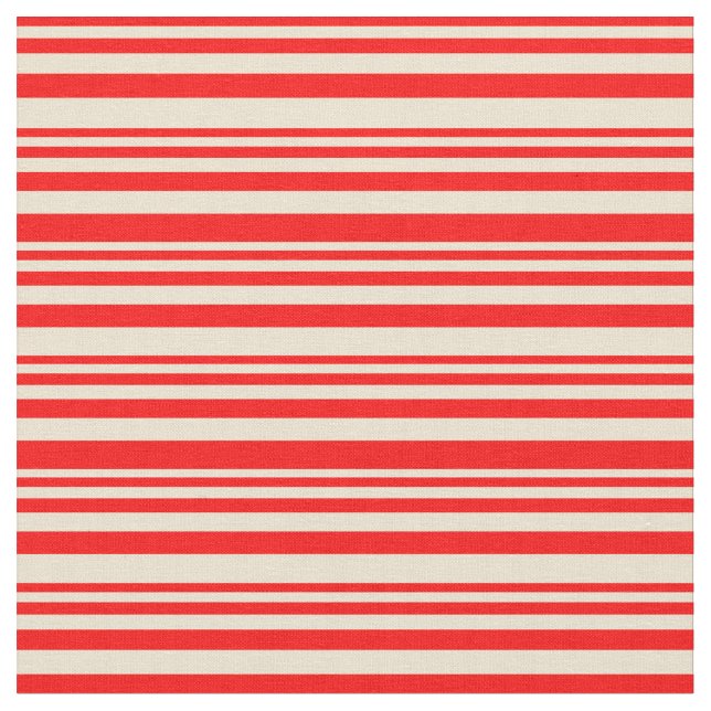 Red & Beige Pattern Fabric (Close Up)