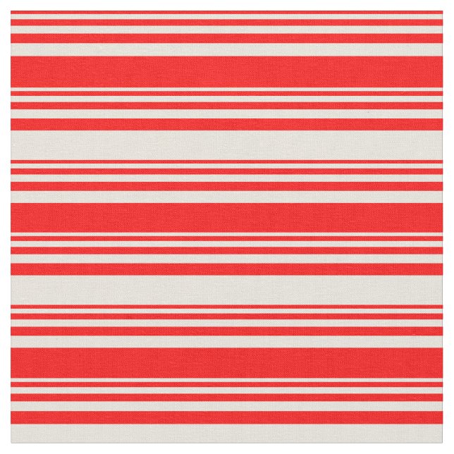 Red & Beige Pattern of Stripes Fabric (Close Up)