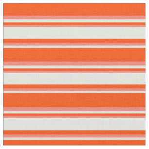 Red, Beige & Salmon Striped Pattern Fabric
