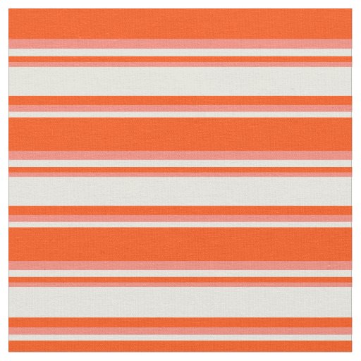 Red, Beige & Salmon Striped Pattern Fabric