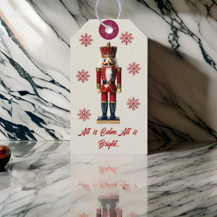 Red Beige Snowflake Nutcracker Gift Tags