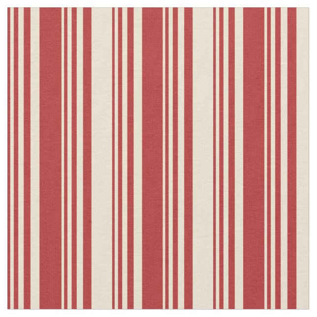 Red & Beige Stripes Fabric (Close Up)