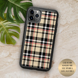 Red Beige Tan Black White Scots Clan Plaid Pattern iPhone 13 Case