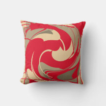 Red Beige Taupe Swirling Abstract Flower Design