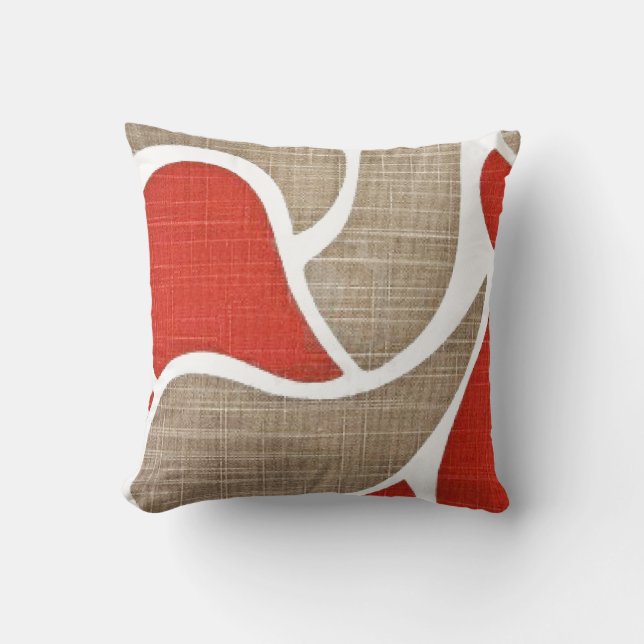 Red & Beige Throw Pillow (Front)