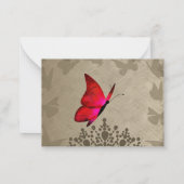 Red, Beige Vintage Butterfly Quinceañera RSVP Advice Card (Back)