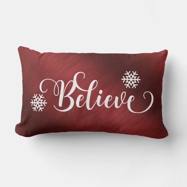 Red Believe Christmas Pillow (Front)