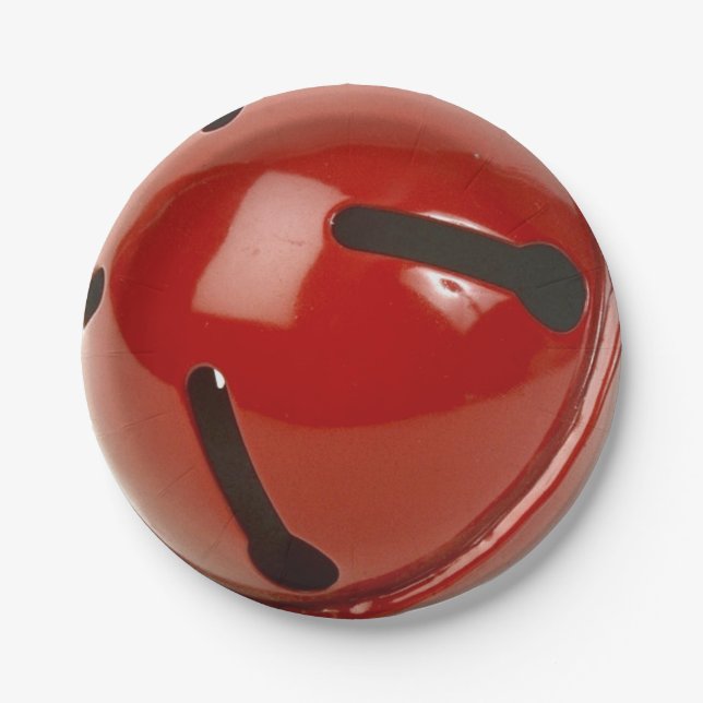 Red Bell Christmas Tree Decoration Party Holiday Paper Plates (Front)