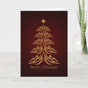 Red Bell Christmas Tree Greetings Card
