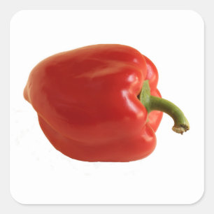 Red Bell Pepper Bright Photo on Classic Square Sticker