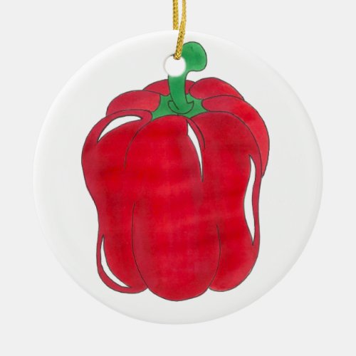 Red Bell Pepper Gardening Vegetable Foodie Ceramic Ornament