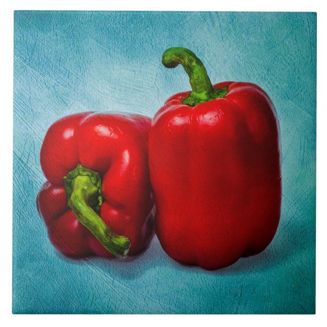 Red Bell Peppers Ceramic Tile (Front)