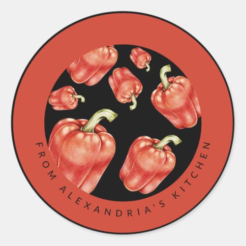 Red Bell Peppers  From the Kitchen Of Classic Round Sticker