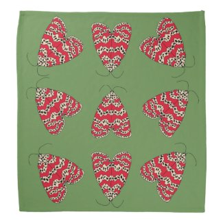 Red Bella Moth Bandana on Green Background