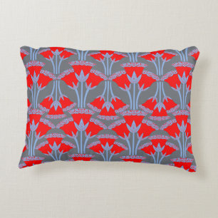 Red Bellflower Accent Pillow   One Owl Artist