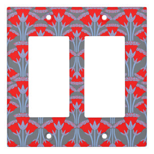 Red Bellflower Double Rocker Light Switch Cover