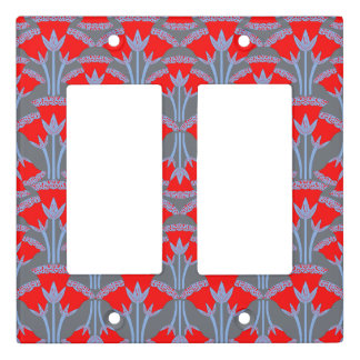 Red Bellflower Double Rocker Light Switch Cover