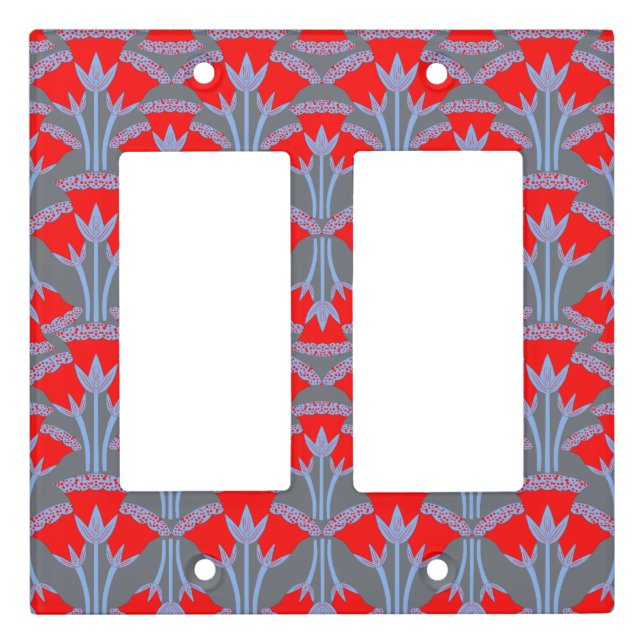 Red Bellflower Double Rocker Light Switch Cover (Front)