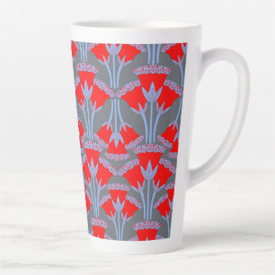 Red Bellflower Latte Mug One Owl Artist