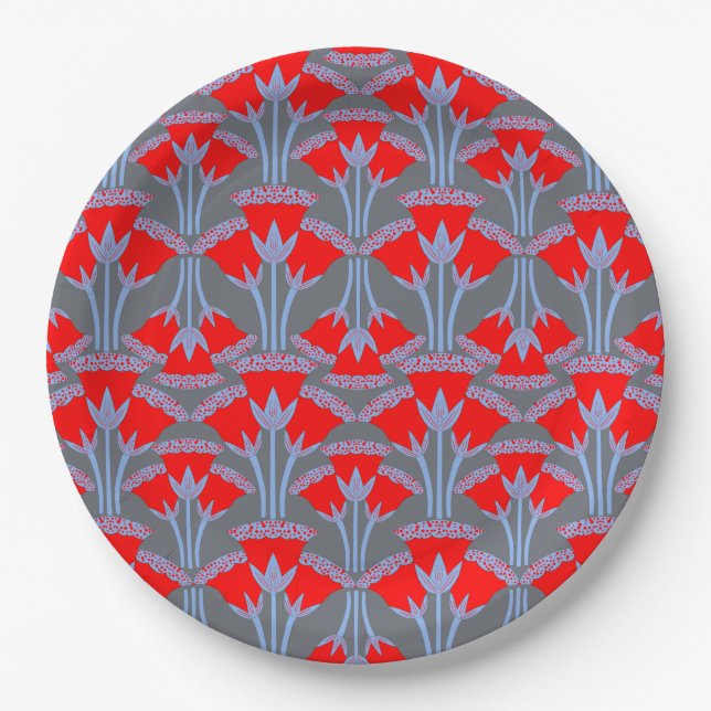 Red Bellflower  Paper Plates (Front)