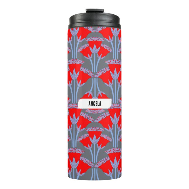 Red Bellflower Personalized Thermal Tumbler (Front)