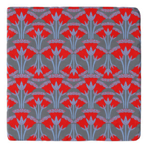 Red Bellflower Trivet   One Owl Artist