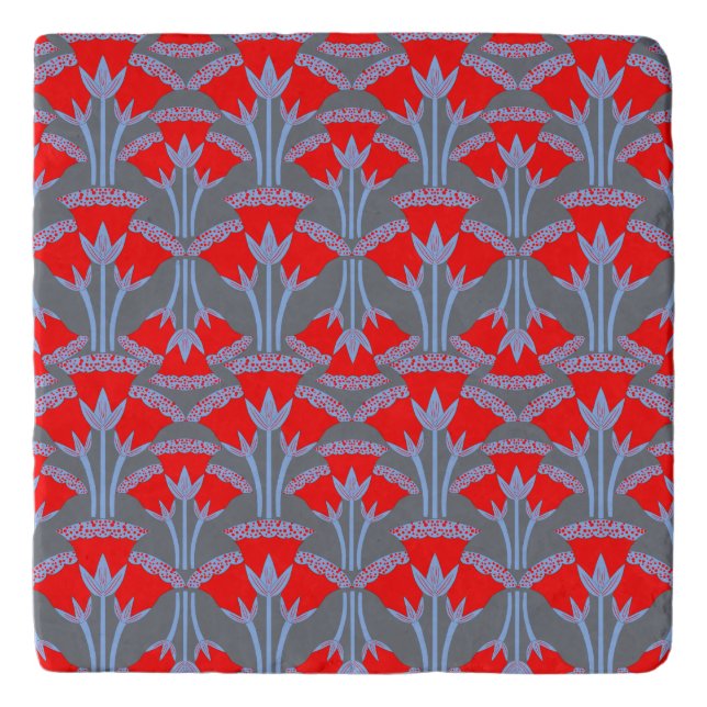 Red Bellflower Trivet | One Owl Artist (Front)