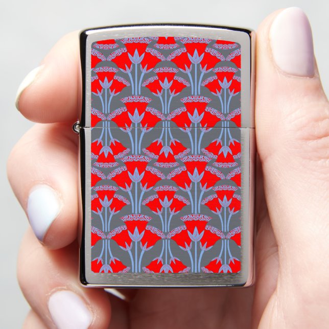 Red Bellflower Zippo Lighter (In Hand)