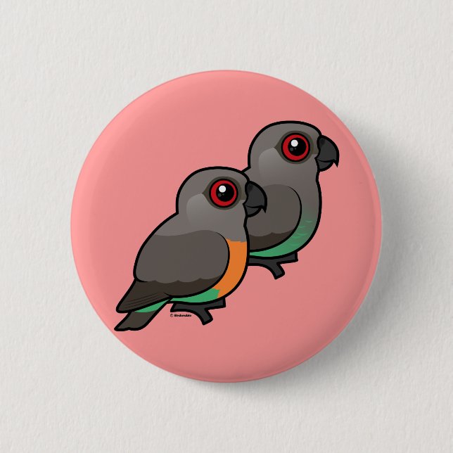 Red-bellied Parrot Pair Button (Front)