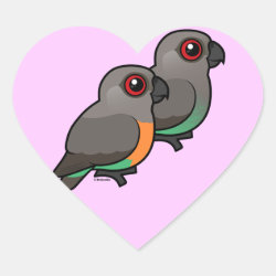 Red-bellied Parrot Pair Heart Sticker