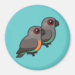 Red-bellied Parrot Pair Round Magnet
